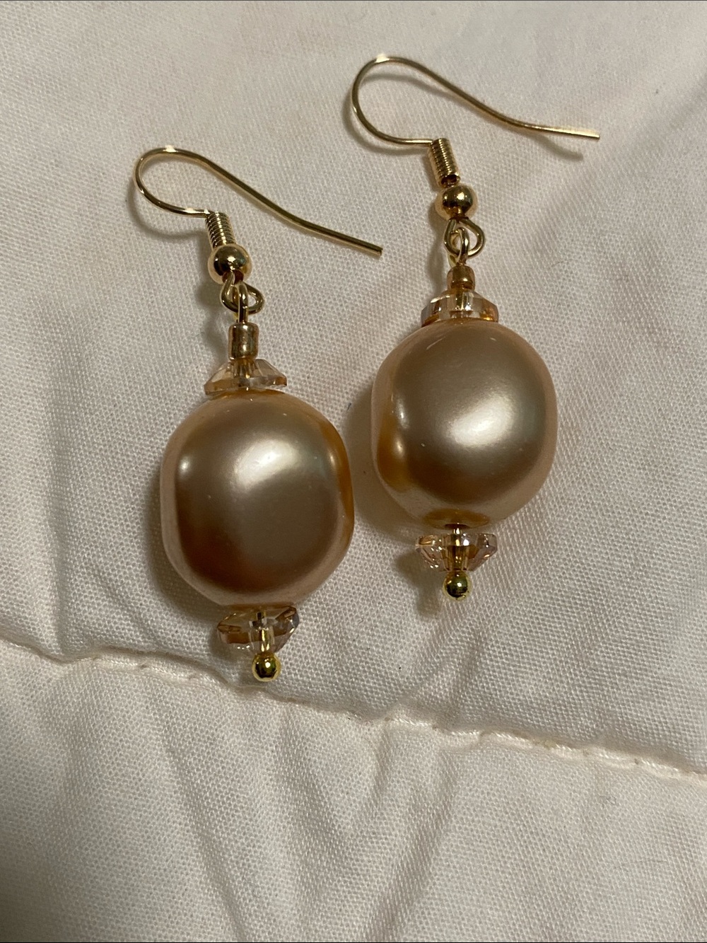 Pearl Drop Earrings in Champagne Gold - Women Jewelry